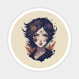 Gearing up for Magic: A Steampunk Anime Face Design Magnet